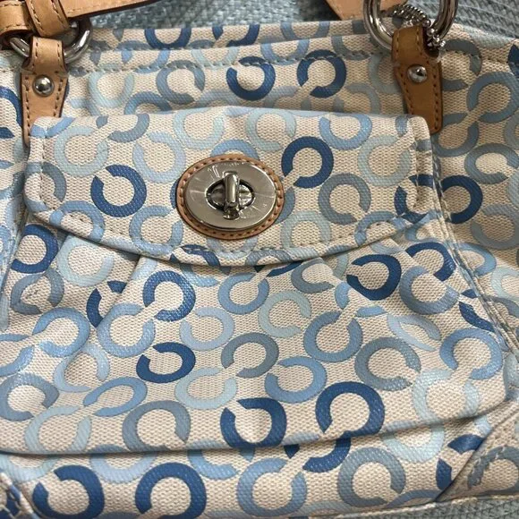Coach Op Art Light Blue, Off White/Cream, L0869-13141, Handbag, purse - Picture 7 of 11
